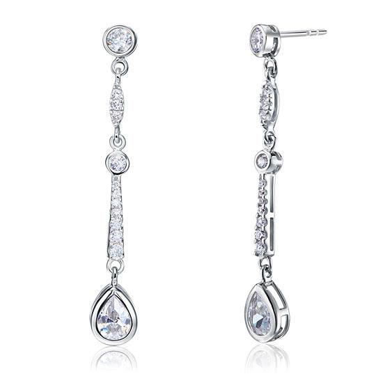 Pear Cut Created Diamond 925 Sterling Silver Dangle Earrings XFE8062