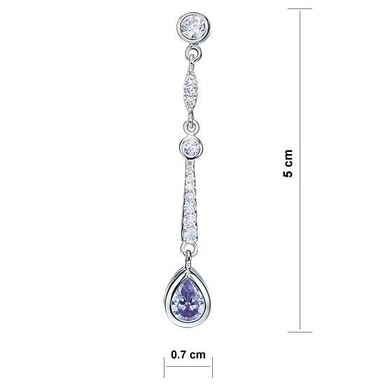 Purple Created Sapphire 925 Sterling Silver Dangle Earrings XFE8063