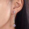 Load image into Gallery viewer, Purple Created Sapphire 925 Sterling Silver Dangle Earrings XFE8063