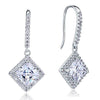 Load image into Gallery viewer, 3 Carat Created Princess Cut Diamond Dangle Drop Sterling 925 Silver Earrings XF