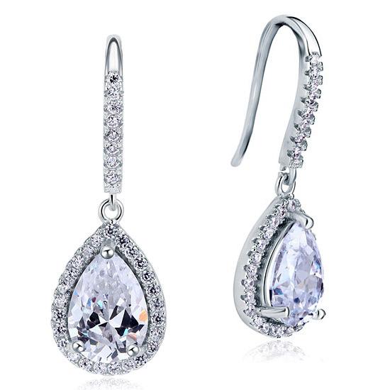 2 Carat Created Pear Cut Diamond Dangle Drop Sterling 925 Silver Earrings XFE806