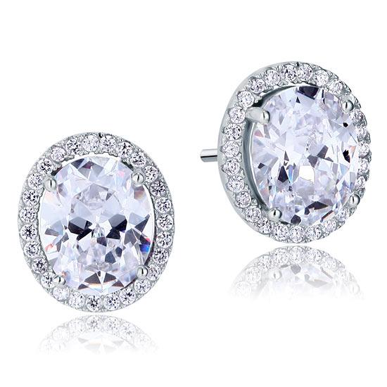 3 Carat Oval Cut Created Diamond Stud 925 Sterling Silver Earrings XFE8072