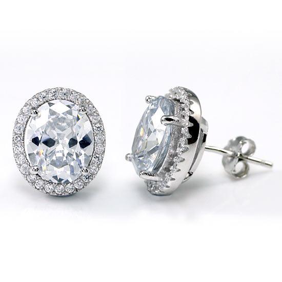 3 Carat Oval Cut Created Diamond Stud 925 Sterling Silver Earrings XFE8072