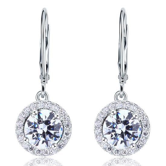 Created Diamond Dangle Drop Sterling 925 Silver Earrings XFE8073