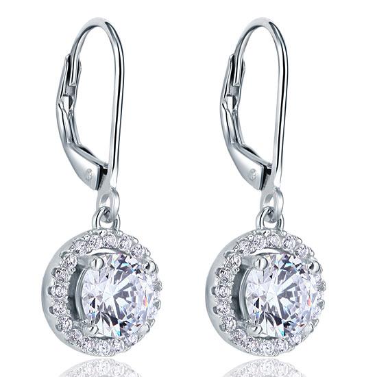 Created Diamond Dangle Drop Sterling 925 Silver Earrings XFE8073