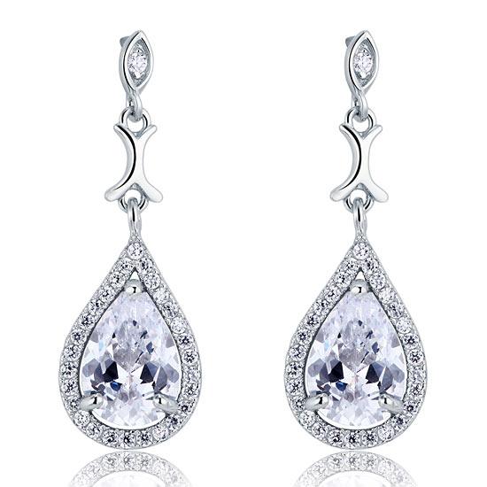 Pear Cut Created Diamond Vintage Dangle 925 Sterling Silver Earrings XFE8076