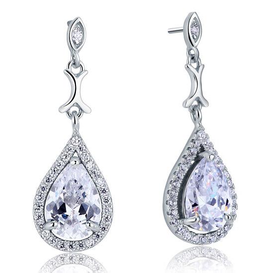 Pear Cut Created Diamond Vintage Dangle 925 Sterling Silver Earrings XFE8076