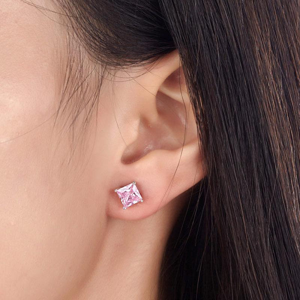 1 Carat Pink Created Diamond Solid 925 Sterling Silver Stud Earrings Jewelry XFE