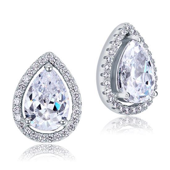 4 Carat Pear Cut Created Diamond Stud 925 Sterling Silver Earrings Jewelry XFE80