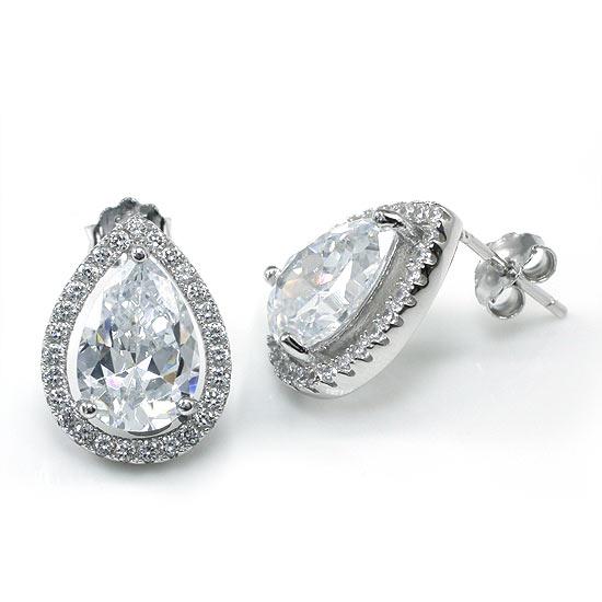 4 Carat Pear Cut Created Diamond Stud 925 Sterling Silver Earrings Jewelry XFE80