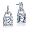 Load image into Gallery viewer, Created Diamond Dangle Drop Key Lock Sterling 925 Silver Earrings XFE8080