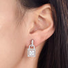 Load image into Gallery viewer, Created Diamond Dangle Drop Key Lock Sterling 925 Silver Earrings XFE8080
