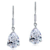 Load image into Gallery viewer, 4 Carat Pear Cut Created Diamond Bridal Dangle Drop 925 Sterling Silver Earrings