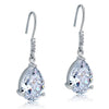 Load image into Gallery viewer, 4 Carat Pear Cut Created Diamond Bridal Dangle Drop 925 Sterling Silver Earrings