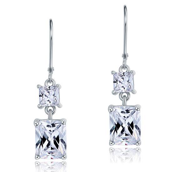 8 Carat Princess Cut Created Diamond Dangle Drop 925 Sterling Silver Earrings XF