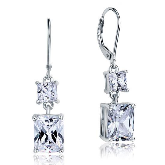 8 Carat Princess Cut Created Diamond Dangle Drop 925 Sterling Silver Earrings XF