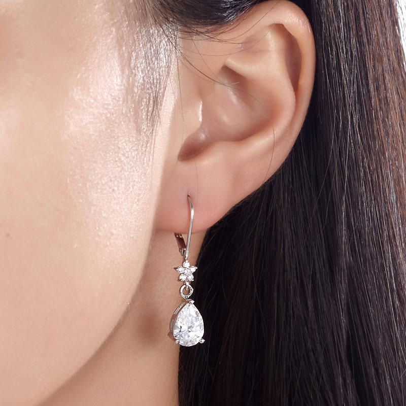 2 Carat 925 Sterling Silver Dangle Bridal Wedding Bridesmaid Earrings Jewelry XF