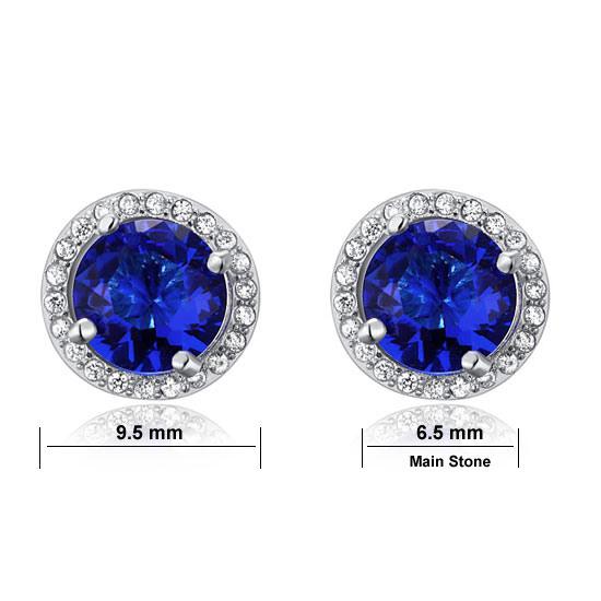 Navy Blue Created Sapphire Stud Earrings 925 Sterling Silver Jewelry XFE8109