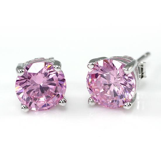 1 Carat Pink Created Sapphire 925 Sterling Silver Stud Earrings XFE8115