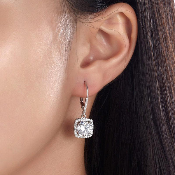 925 Sterling Silver Bridal Wedding Earrings Brilliant Created Diamond XFE8122