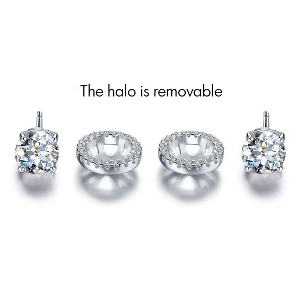 2.5 Carat Halo (Removable) Stud Earrings 925 Sterling Silver Jewelry XFE8125