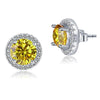 Load image into Gallery viewer, 2.5 Carat Round Fancy Yellow Halo (Removable) Stud 925 Sterling Silver Earrings