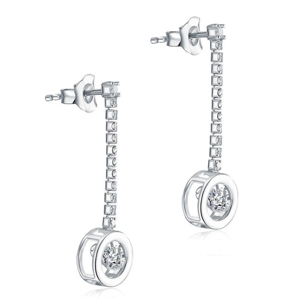 Dancing Stone Earrings Dangle Drop Solid 925 Sterling Silver XFE8168