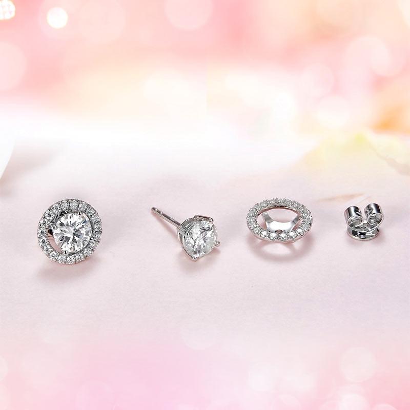 1 Carat Moissanite Diamond 6 Claws Stud Earrings 925 Sterling Silver MFE8187