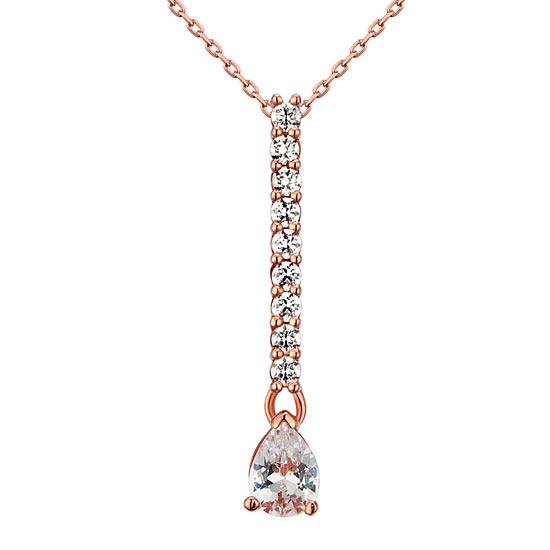 925 Sterling Silver Rose Gold Plated Pendant Necklace Created Diamond XFN8002