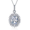 Load image into Gallery viewer, 6 Carat Oval Cut Created Diamond Sterling 925 Silver Flower Pendant Necklace XFN
