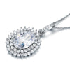 Load image into Gallery viewer, 6 Carat Oval Cut Created Diamond Sterling 925 Silver Flower Pendant Necklace XFN