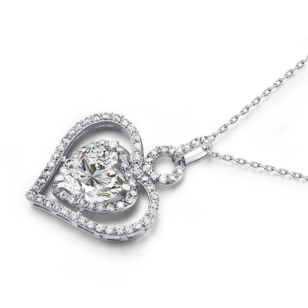3 Carat Created Diamond 925 Sterling Silver Heart Pendant Necklace XFN8010