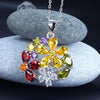 Load image into Gallery viewer, 3.5 Carat Multi-Color Created Topaz Flower 925 Sterling Silver Pendant Necklace
