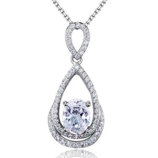 2 Carat Oval Cut Created Diamond Sterling 925 Silver Pendant Necklace XFN8017