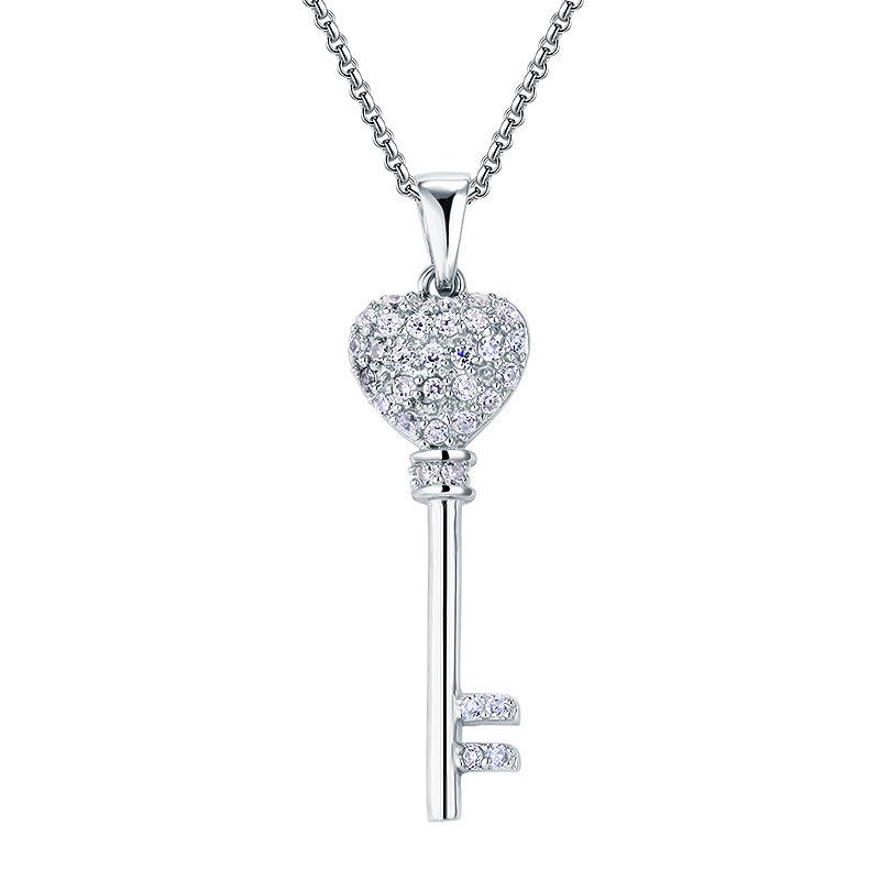 Love Key 925 Sterling Silver Cross Pendant Necklace XFN8029