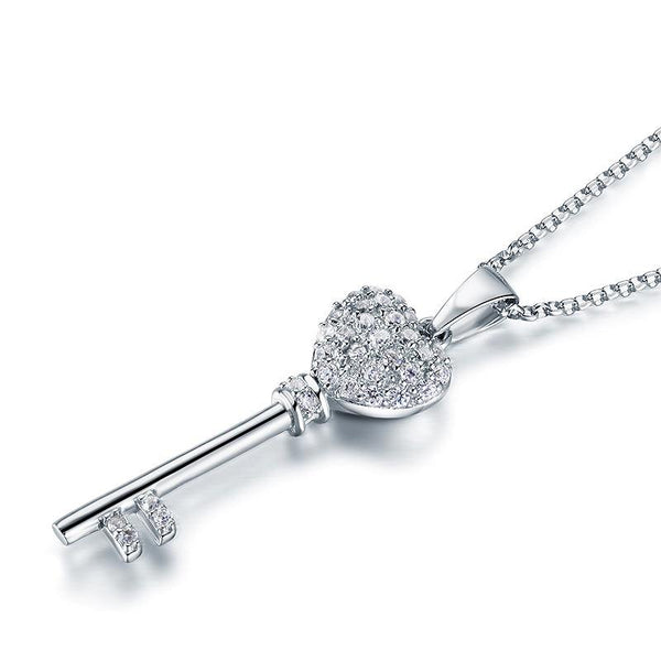 Love Key 925 Sterling Silver Cross Pendant Necklace XFN8029