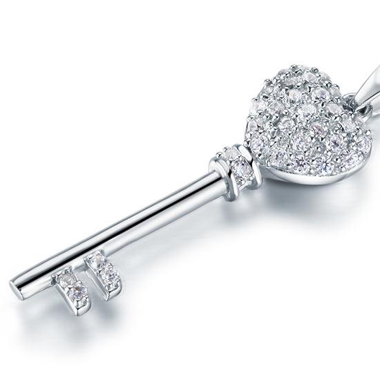 Love Key 925 Sterling Silver Cross Pendant Necklace XFN8029