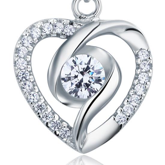 Created Diamond Heart 925 Sterling Silver Pendant Necklace XFN8032