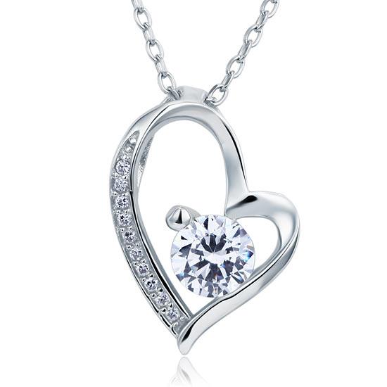 1 Carat Created Diamond Heart 925 Sterling Silver Pendant Necklace XFN8033