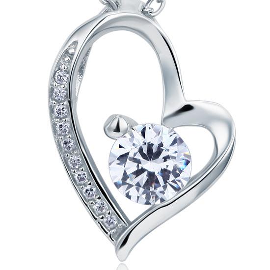 1 Carat Created Diamond Heart 925 Sterling Silver Pendant Necklace XFN8033
