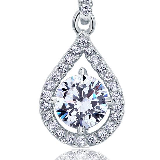 1 Carat Round Cut Created Diamond Bridal 925 Sterling Silver Pendant Necklace XF