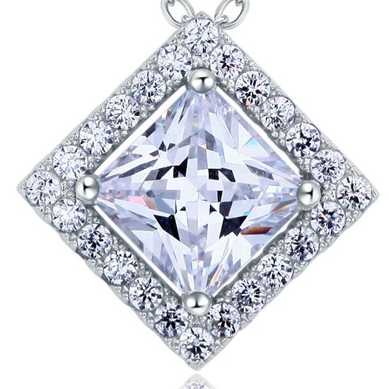 1.5 Carat Princess Cut Created Diamond 925 Sterling Silver Pendant Necklace XFN8