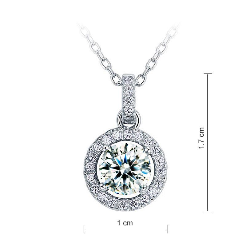 1 Carat Round Cut Created Diamond Bridal 925 Sterling Silver Pendant Necklace XF