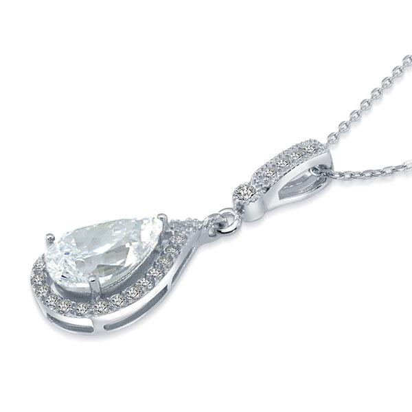 925 Sterling Silver Fashion Bridesmaid Pendant Necklace Bridal Wedding Tear Drop