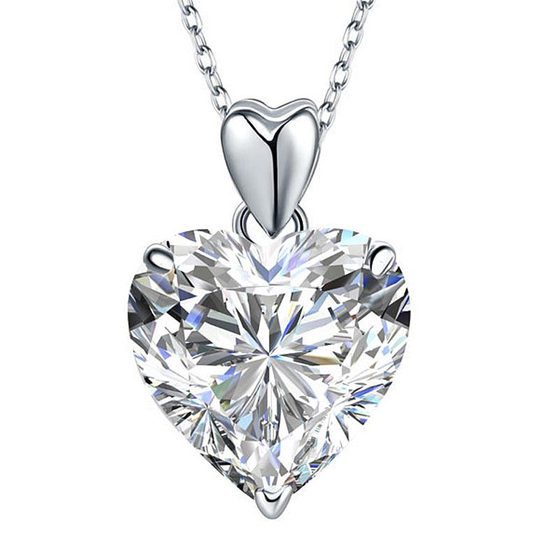 Heart Created Diamond Pendant Necklace 925 Sterling Silver Bridesmaid Wedding Je