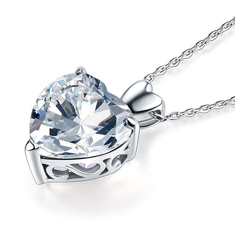 Heart Created Diamond Pendant Necklace 925 Sterling Silver Bridesmaid Wedding Je