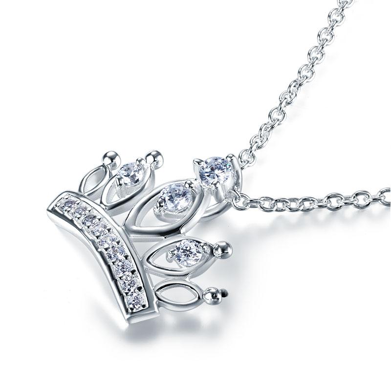 Kids Girl Crown Pendant Necklace 925 Sterling Silver Children Jewelry XFN8063