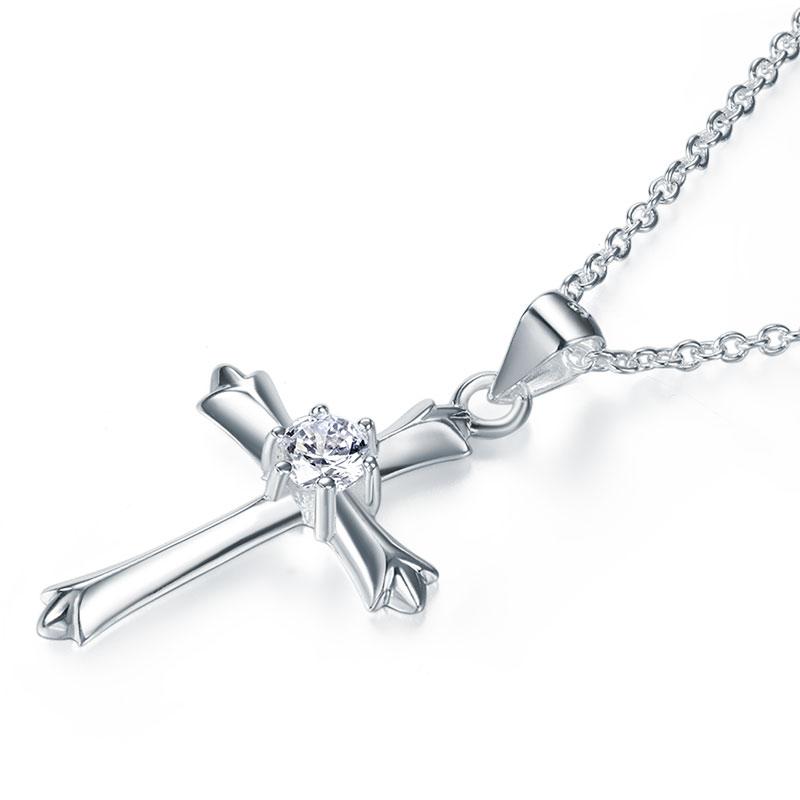 Kids Girl Cross Pendant Necklace 925 Sterling Silver Children Jewelry XFN8065