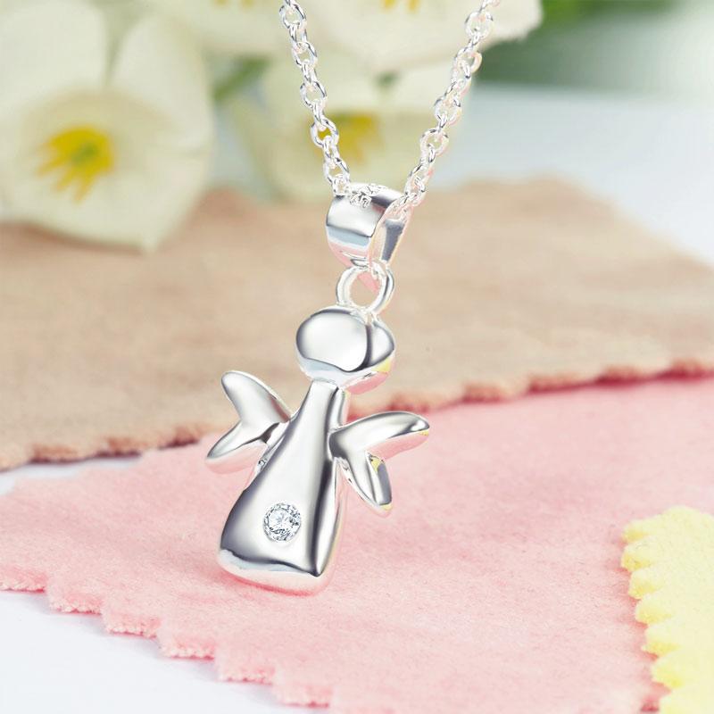Kids Girl Angel Pendant Necklace 925 Sterling Silver Children Jewelry XFN8066