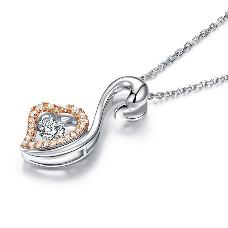 Swan Dancing Stone Pendant Necklace 925 Sterling Silver Good for Wedding Bridesm